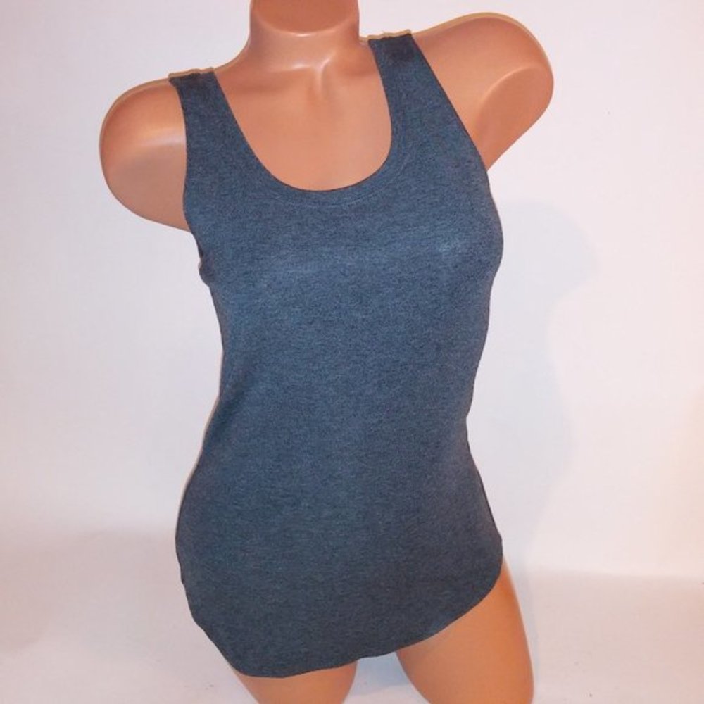 Theory Tank Top Women Small Dark Charcoal Gray Small Sleeveless Solid Ribbed Vis